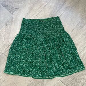 Max Studio Smocked Floral Micro Print Skirt Size Medium Green A-Line
